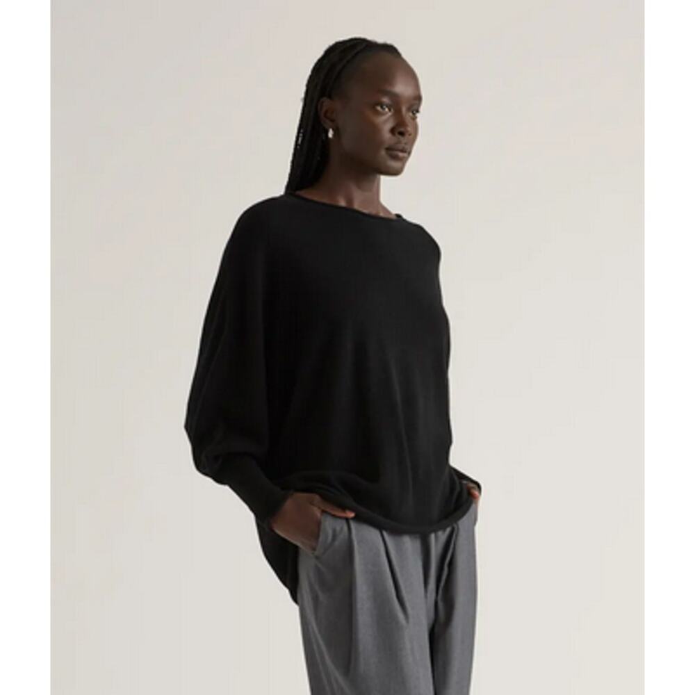 Mongolian Cashmere Batwing Sweater Black Size S/M - Picture 3 of 7